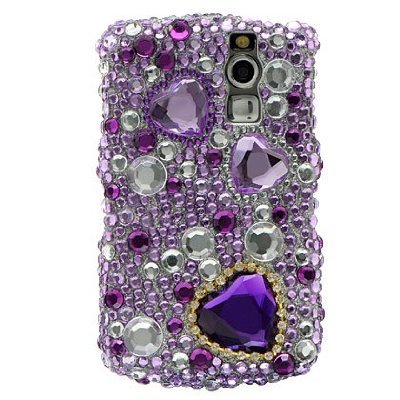 Purple Jewel Hearts “Crystal Art” bling cover case for Blackberry Curve 8300 8310 8320 8330