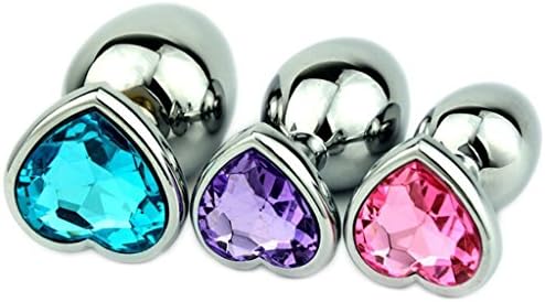 Cathmasion® 3Pcs Safe Adult Toy Love Heart Jeweled Metal-plated Butt Anal Plug (Color Random)