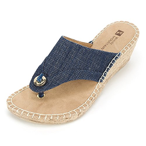 White Mountain Women's Bandana Thong Wedge Sandal