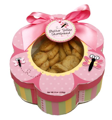 Too Good Gourmet Butter Toffee Shortbread Cookies, 10-Ounce Pink Flower Hat Boxes (Pack of 4)