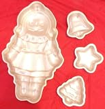Wilton Holiday Gingerbread Girl Boy Storybook Girl Boy Doll Dolly Rag Raggedy Ann Andy Groom Cake Pan (502-968, 1971) Retired + 3 Mini Cupcake Holiday Pans: Tree, Star & Bell