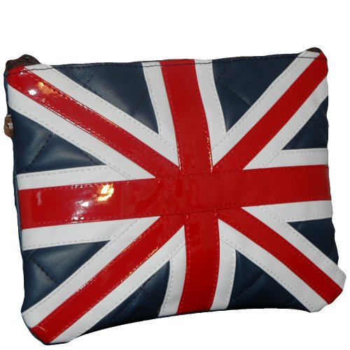 Young Demographic Unisex Cord Bag Union Jack on Back, Navy with Red/White/Blue