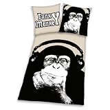 Herding 445928050 Bettw&auml;sche Monkey, 80 x 80 und 135 x 200 cm, Linon