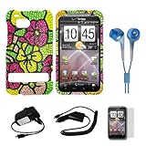 Tropical Rainbow Flower Rhinestone Diamante 2 Piece Protective Crystal Hard ....