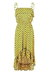 Flared-Skirt  Spring Summer General Print Cotton/Polyester/Rayon/Spandex Spaghetti Strap Midi Dress  With Ruffles