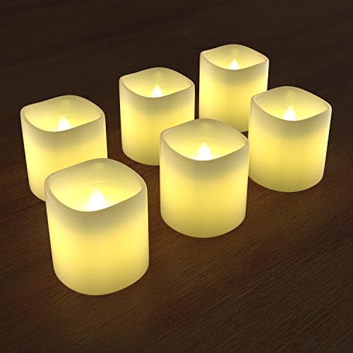 Planet Homeware LED Candles Set of 6 - Flameless Battery Operated Fake Candles - Elegant and Romantic Unscented Votive Candlesticks For Windows, Wedding - Realistic Flickering - Batteries Not Included