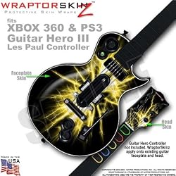 Lightning Yellow WraptorSkinz Skin fits XBOX 360 & PS3 Guitar Hero III Les Paul Controller (GUITAR NOT INCLUDED)