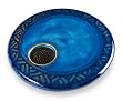Georgetown Pottery Round Ikebana Flower Vase, Blue Carved