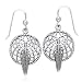 Native American Style Sterling Silver Dreamcatcher And Hawk Feather Hook Earrings
