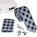 Bundle Monster 4pc Matching Design Pattern Mens Suit Fashion Accessories Set - Checkered Blue