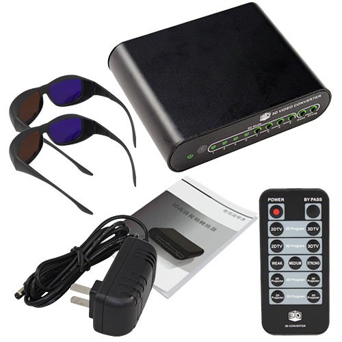 2d to 3d Signal Video Converter Box Set for Tv Blue Ray DVD Xbox360 Hdmi+2 Glasses