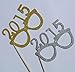 2015 Glasses Photo Booth Props Glasses on a Stick New Years Celebration Gold and Silver