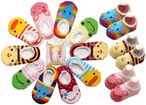5 Pair LOCOMO Baby Toddler Anti Slip Skid Socks Age 1-3/ 9-15cm/FBA012