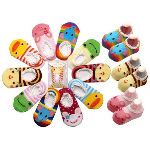 5 Pair LOCOMO Baby Toddler Anti Slip Skid Socks Age 1-3/ 9-15cm/FBA012