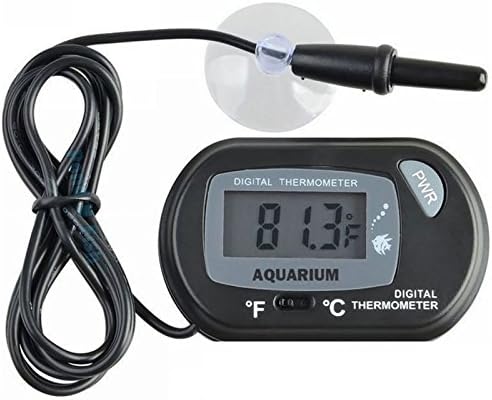 Aquarium LCD Digital Thermometer with Probe Water Terrarium Black Free Batteries