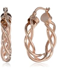 14k Italian Rose Gold Woven Hoop Earrings