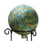 Bird Brain Sequin Glass Gazing Ball,  Yellow & Blue