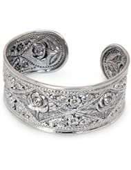 Sterling silver cuff bracelet, Rose of Thailand