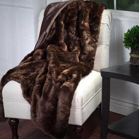 Somerset Home 50" X 60" Luxury Long Haired Faux Fur Throw Made From Polysoft Plushcomfortable and Warm (Brown)