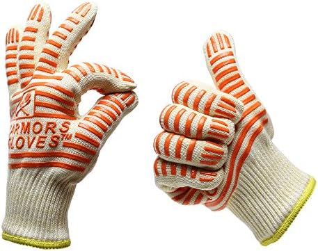 Armors Gloves (Set of 2) - Oven Glove Withstand Heat up to 662f - Comfortable Five Fingered Flexi - Grip for Left or Right Hand - Great for the Kitchen, BBQ -The Best Oven Mitt & Grill Gloves in the Market - Full Refund If Not Satisfied