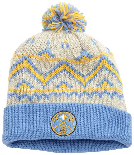 NBA Men's Cuffed Pom Knit Hat - Ke76Z, Denver Nuggets, One Size , Denver Nuggets , Oatmeal/Light Blue