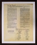 FREE SHIPPING - LARGE - The United States Constitution. High Quality Replica of Historical Document. Genuine Parchment. Framed and Matted