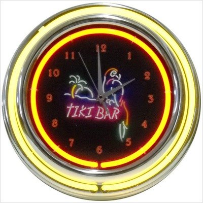 Tiki Bar Double Neon Clock