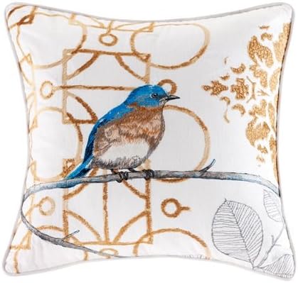 Artology Sakura Square Pillow with cord embroidery - Multi - 18x18"