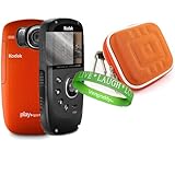 Kodak PlaySport (Zx5) HD Waterproof Pocket Video Camera - (Black , Aqua , Red ) (2nd Generation) NEWEST MODEL Accessories Kit: ( Orange ) Protective Camera Case + Compatible ZX5 Kodak PlaySport Screen Protector + Live * Laugh * Love VG Wrist Band!!!