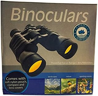 Binoculars 7x50. Great For Watching Nature, Landscapes and Sporting Events. Powerful Focus Range Of 8m/988000m. Comes With Convenient Carrying Pouch, Compass and Lens Covers.