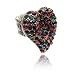 Large Silver Multi Colored Crystal Studded Heart Stretch Ring
