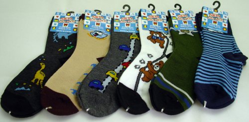 6 Packs Toddlers Kids Fun and Cute Socks Size: L (7-10)