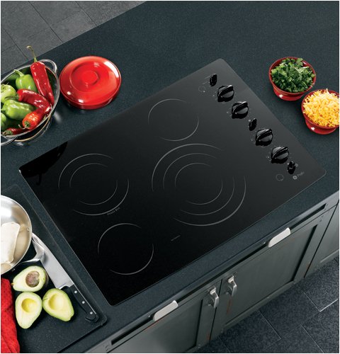 GE Profile PP942BMBB 30 Smoothtop Electric Cooktop with 4 Ribbon Elements, Tri-Ring Element, PowerBoil Burner, Melt Option and Dishwasher Safe Knobs: Black