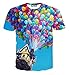 FaPlus Men's Fashion 3D Dream Houses Balloon Print Casual T-Shirts M