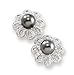 14k White Gold Diamond & Tahitian Pearl Flower title=