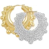 Image of Jewelco London 9ct Yellow gold Crystal-set Spikey Creole Earrings