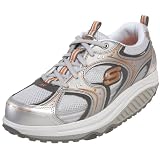 Skechers Women's Shape Ups - Power Pressed Sneaker,Silver Orange,6 M US