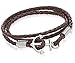 Regetta Jewelry Anchor Brown Braided Double Wrap Leather Wristband with Anchor Clasp