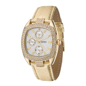 Esprit - ES102022009 - Fancy Tunes Gold White - Montre Femme - Quartz Analogique - Cadran Blanc - Bracelet Cuir Dor�