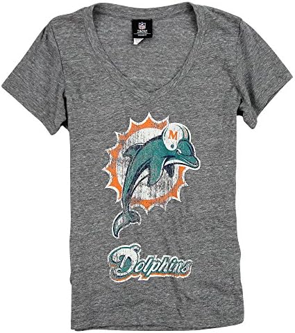 Women's NFL Team Vintage Look V-Neck T-Shirt (Miami Dolphins, Large)