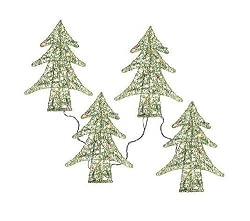 Set of 4 Pre-Lit 14" Beaded Walkway Christmas Trees - Multi Lights