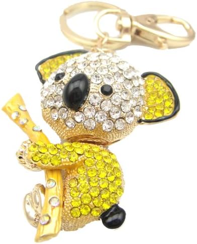 Cute Gift Bag Accessory Crystal Koala Keychains Keyrings Rhinestones (Yellow)