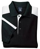 Sport-Tek Pique Knit Sport Shirt w/ Contrast Shoulder Panel , XL, Black/White