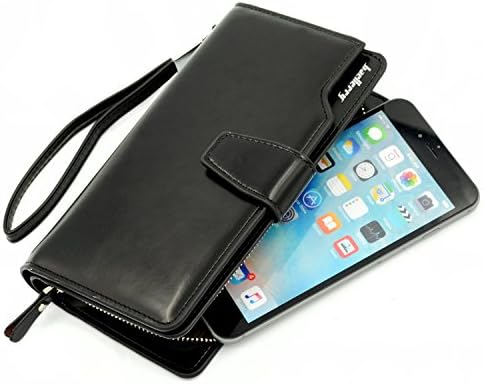 Glamdaisy Women's Large Capacity Leather Wallet With Zipper Pocket for iphone 6s Plus, Galaxy S7 Edge (Black)