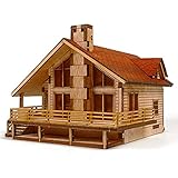 Desktop Wooden Model Kit Garden House A with a large deck