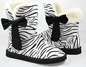 Zebra Booties Suede Fleece Shearling Winter Women---Vegan Friendly!