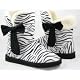 Zebra Booties Suede Fleece Shearling Winter Women