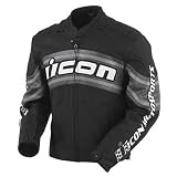 Icon Mens Daytona Leather Motorcycle Jacket Black Extra Large