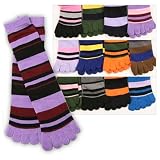Urban Boundaries Crew Striped Fashion Toe Socks (One Size fits Most)