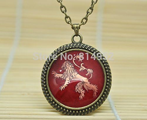 VintaStore Art Glass Necklace House Lannister Lion Sigil Game Of Thrones Necklace Glass Dome Cabochon Necklace